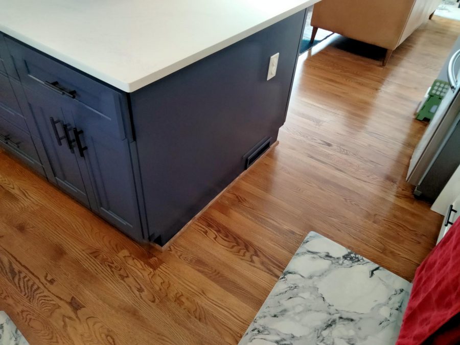 Side View of Kitchen Cabinet Island painted navy blue Preview Image 1