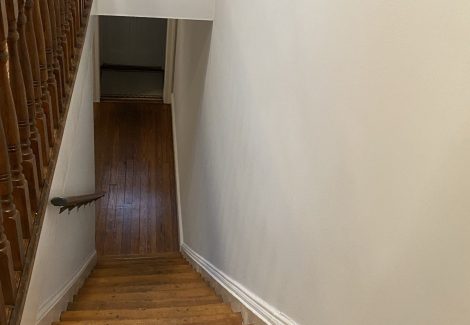 wooden staircase in home