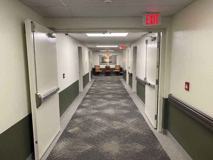 Commercial interior painting of hallway in retirement living Waterloo, ON. Preview Image 3