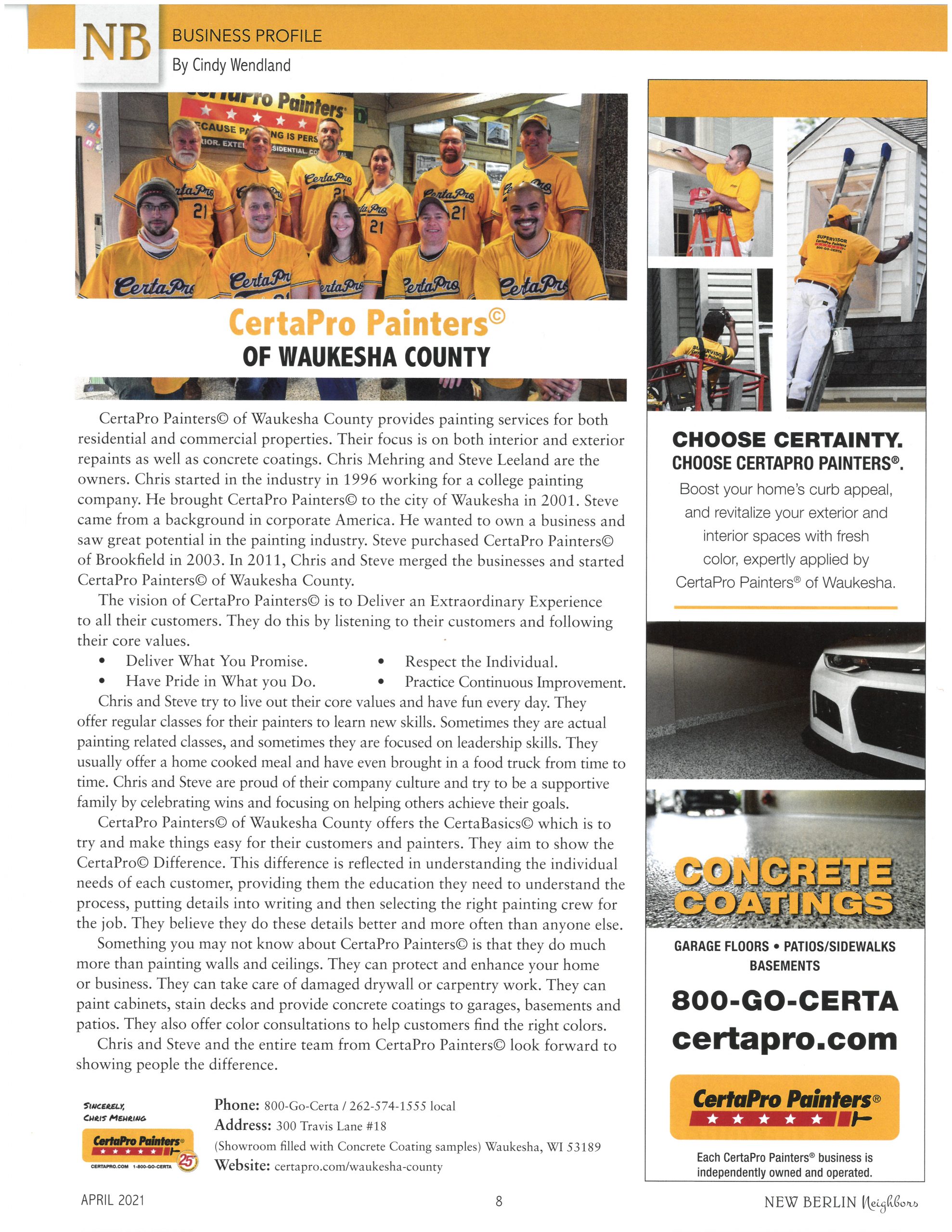 certapro painters waukesha cxounty featured page