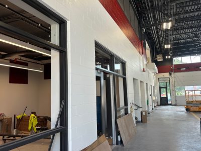 Cudahy Fire Station walls with red stripes