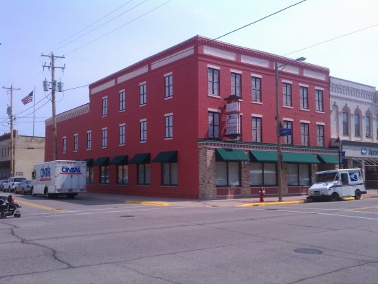 painted brick building in waukesha county wi