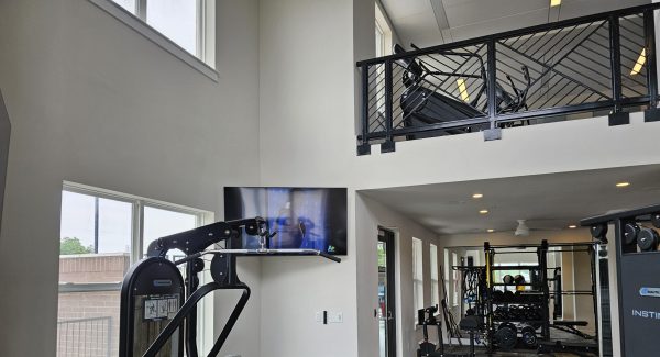 Gym area after photo looking at a treadmill