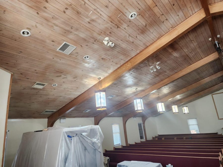 Philadelphia church interior repaint after photo of rafters Preview Image 15