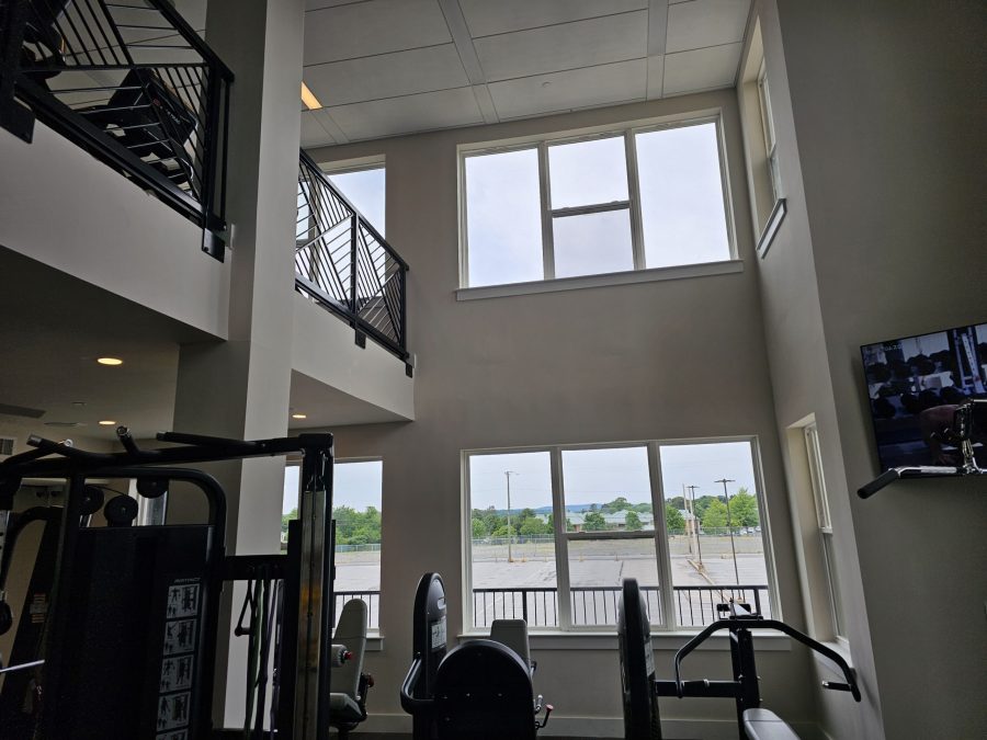 Gym area after photo looking up towards tall windows Preview Image 19