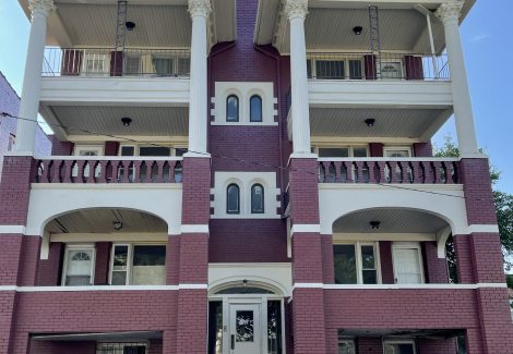 twin tower apartment buildings after painting