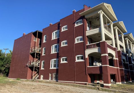 twin tower apartment buildings after painting