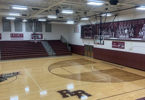 school gym after painting the walls