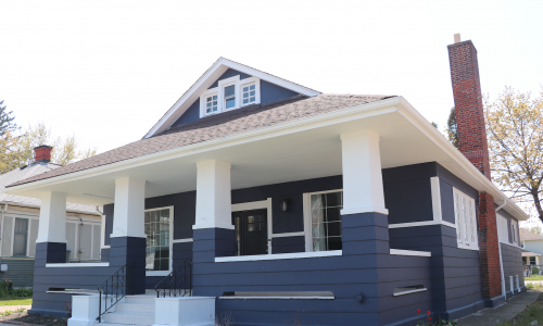 blue and white house exterior painting