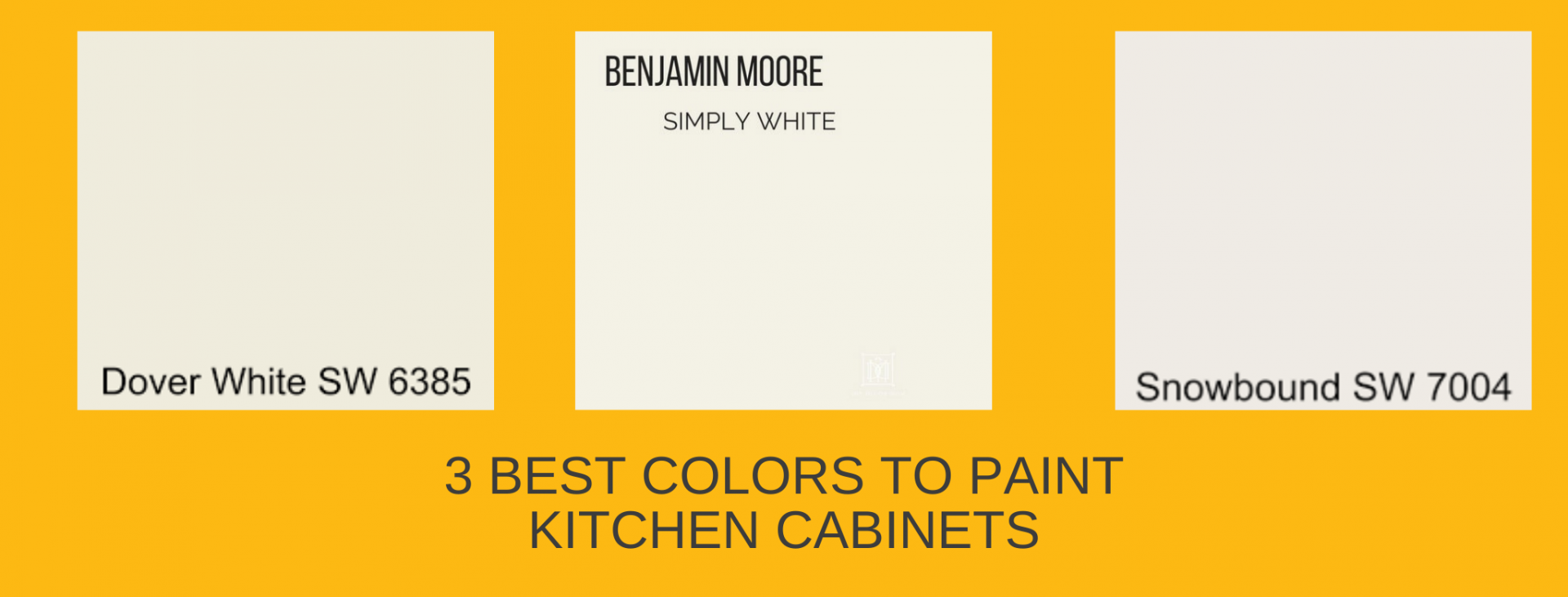 color swatches of dover white, benjamin moore, and snowbound