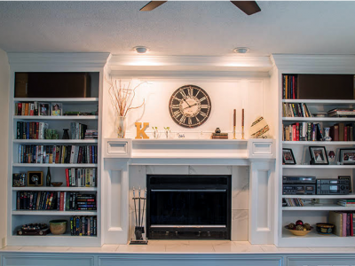 Refinished Bookcases And Mantle