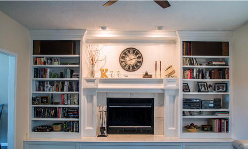 Refinished Bookcases & Mantle