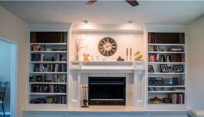 Refinished Bookcases And Mantle