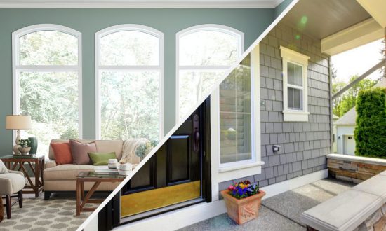 split image of Interior and exterior painting