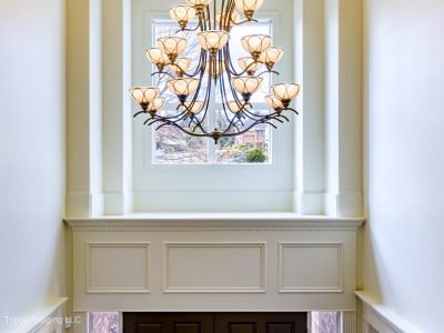 chandelier in foyer off white