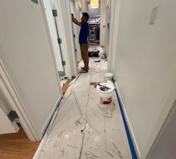 In progress photo of commercial interior painting project at an Athleta location in Wilmington, NC - angle 2