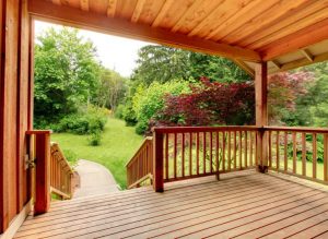 Wood deck with landscaping