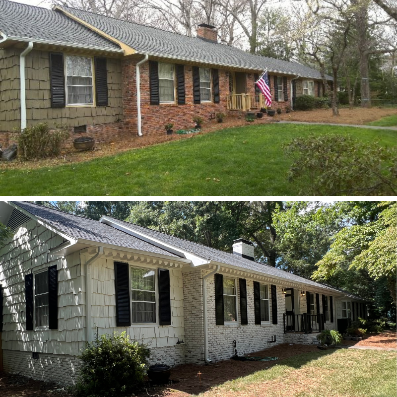 Limewash Brick Before & After in Winston-Salem 