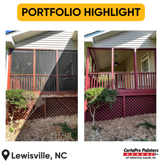 Screened Porch & Deck Staining Project in Lewisville, NC