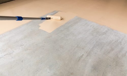 Garage floor roller painting by professional interior painters from winston-salem.