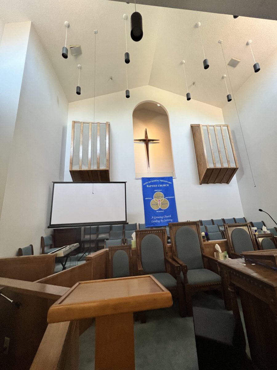 Tall-ceiling popcorn removal in Baptist Church and wall paint restoration. Preview Image 2