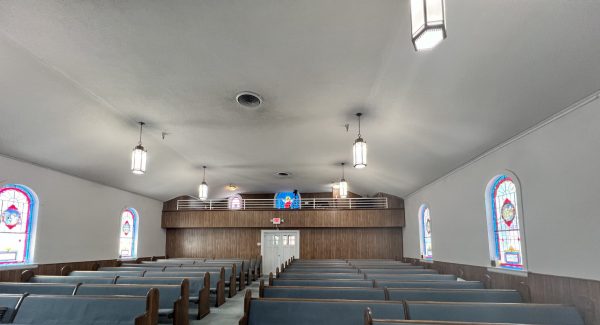 Zion Memorial Baptist Church popcorn removal and interior painting.