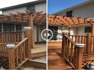 before and after deck staining