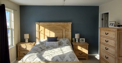 Bedroom Accent Wall in Warm Blue