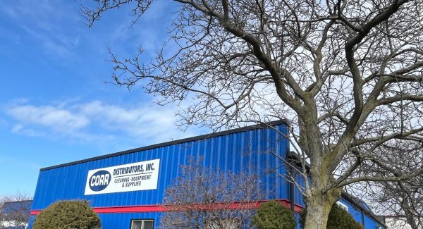commercial building exterior with updated blue paint