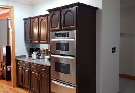 brown painted cabinets
