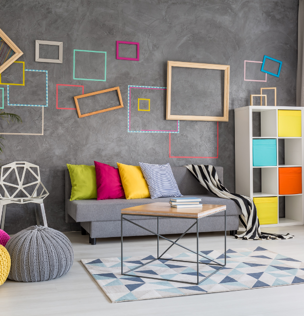 accent wall with geometric designs