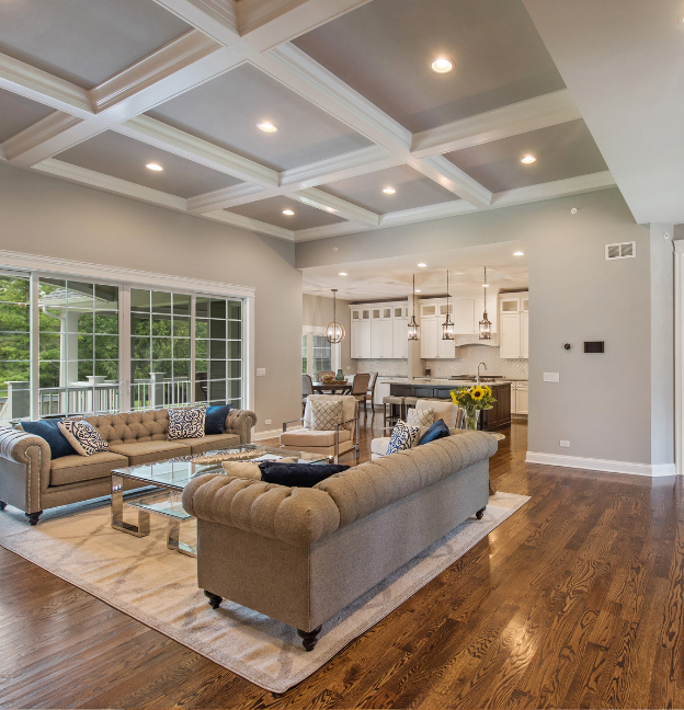 open floor plan living room neutral colors