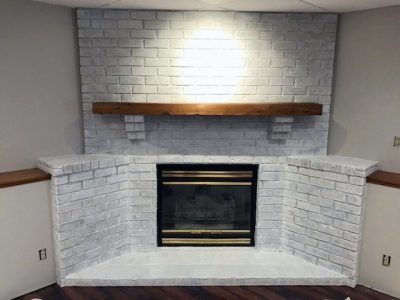 brick fireplace white wash