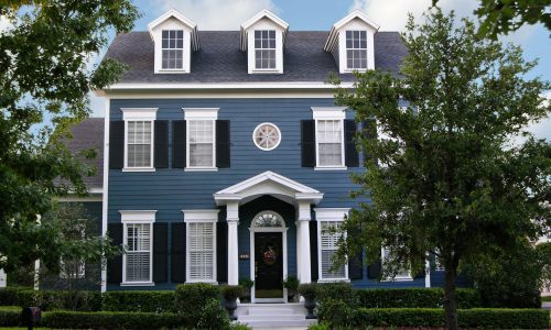 Blue Colonial - Painting Siding Exterior