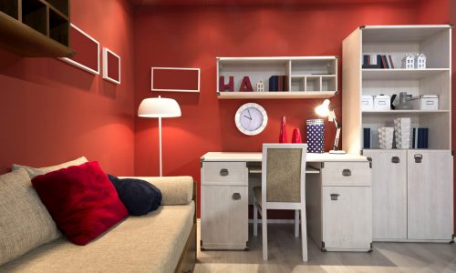 Vibrant Red Furnished Interior