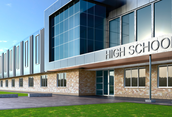 exterior rendering of a high school
