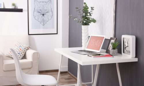 Calming White Office Space