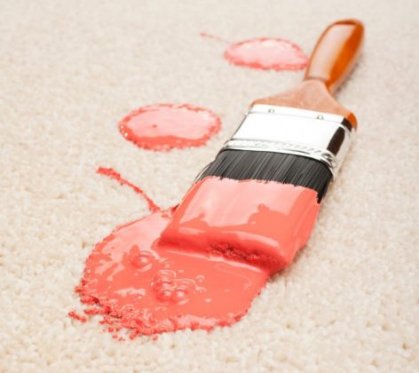 wet paintbrush on white carpet