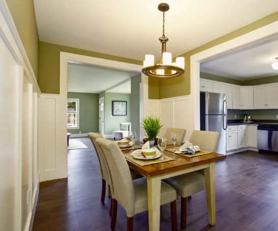 two tone painted dining room in sleek colors