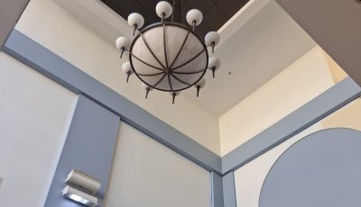 repainted high walls and vaulted ceiling