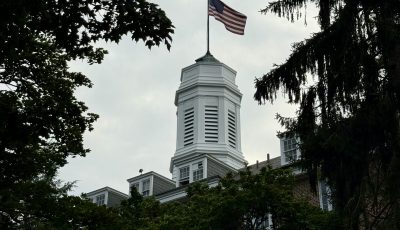 cuppola tower with American flag